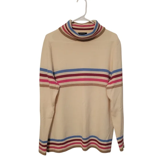 Lands' End Wool/Cashmere Retro Classic Preppy Turtleneck Sweater, Size L/XL - Picture 6 of 7